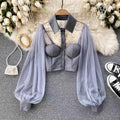 Liabella Puffed Sleeve Blouse - Grey