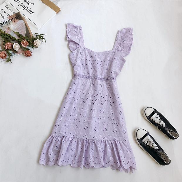 Mykonos Eyelet Dress - Lilac