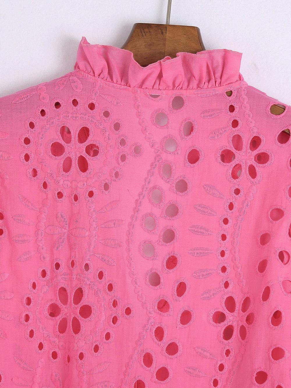 Marianna Premium Eyelet Blouse - Pink