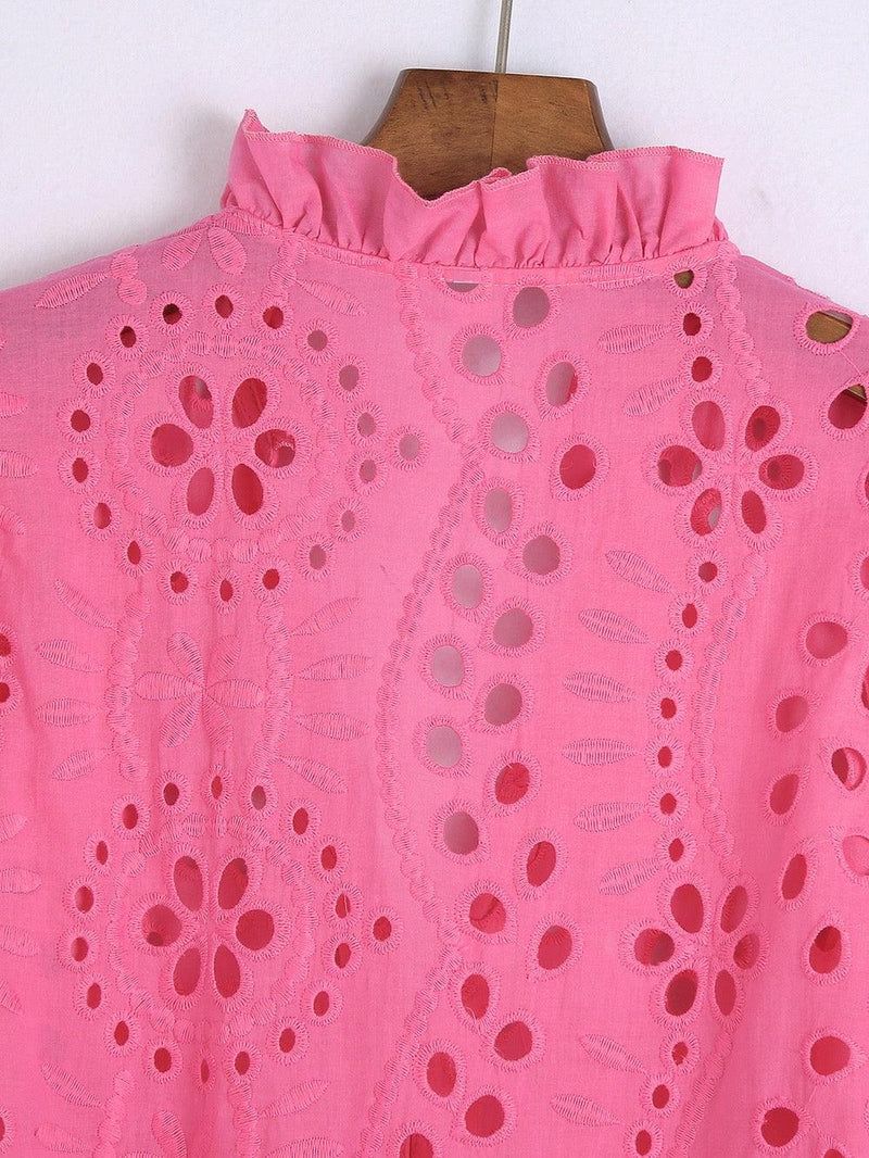 Marianna Premium Eyelet Blouse - Pink