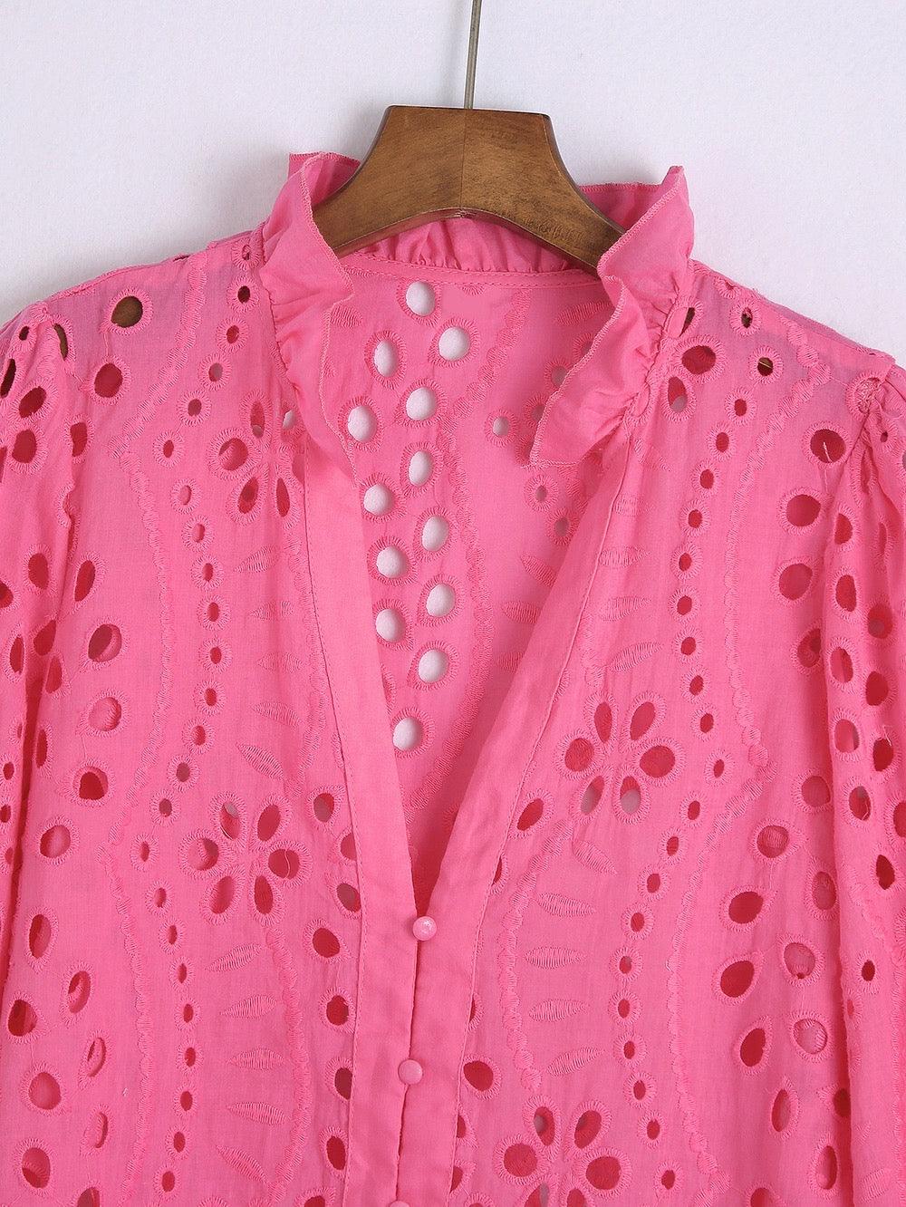 Marianna Premium Eyelet Blouse - Pink