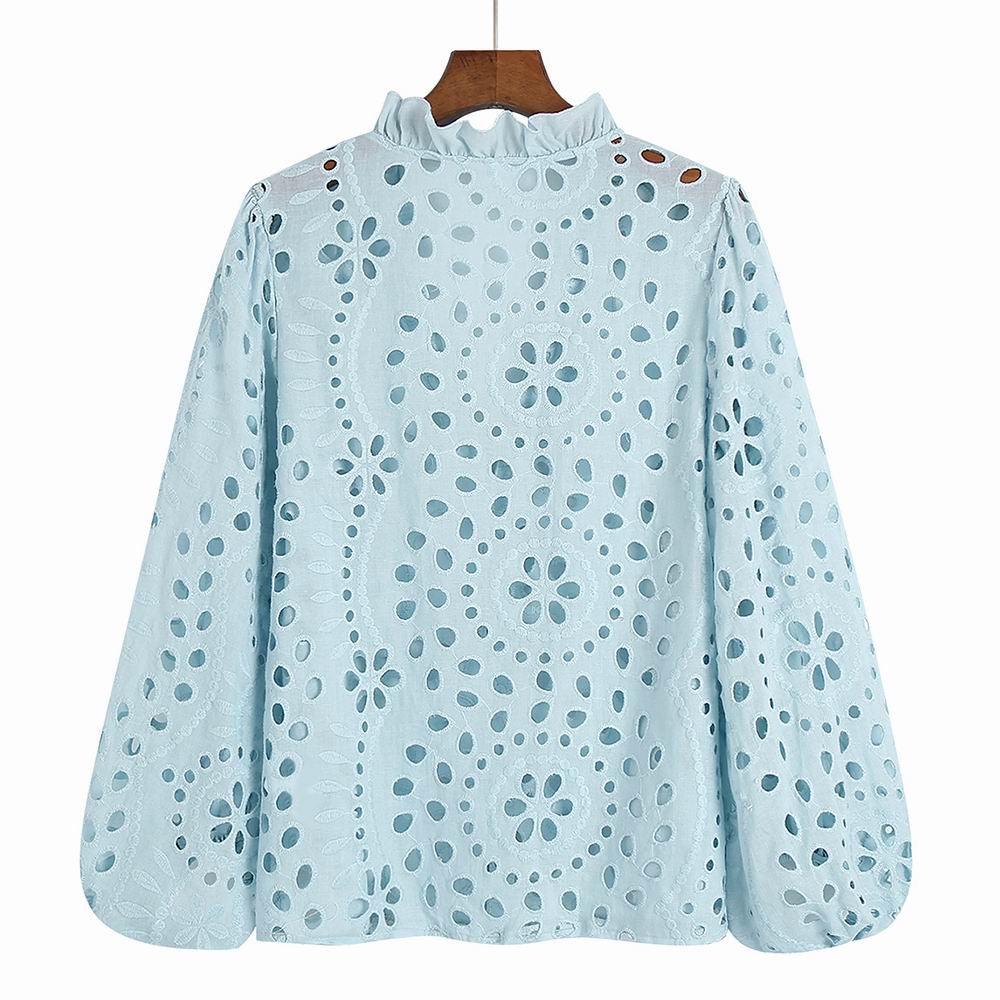 Marianna Premium Eyelet Blouse - Blue