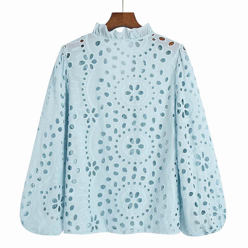 Marianna Premium Eyelet Blouse - Blue