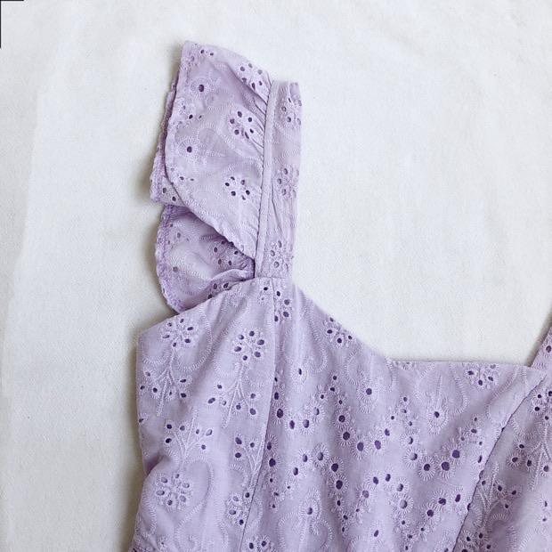 Mykonos Eyelet Dress - Lilac