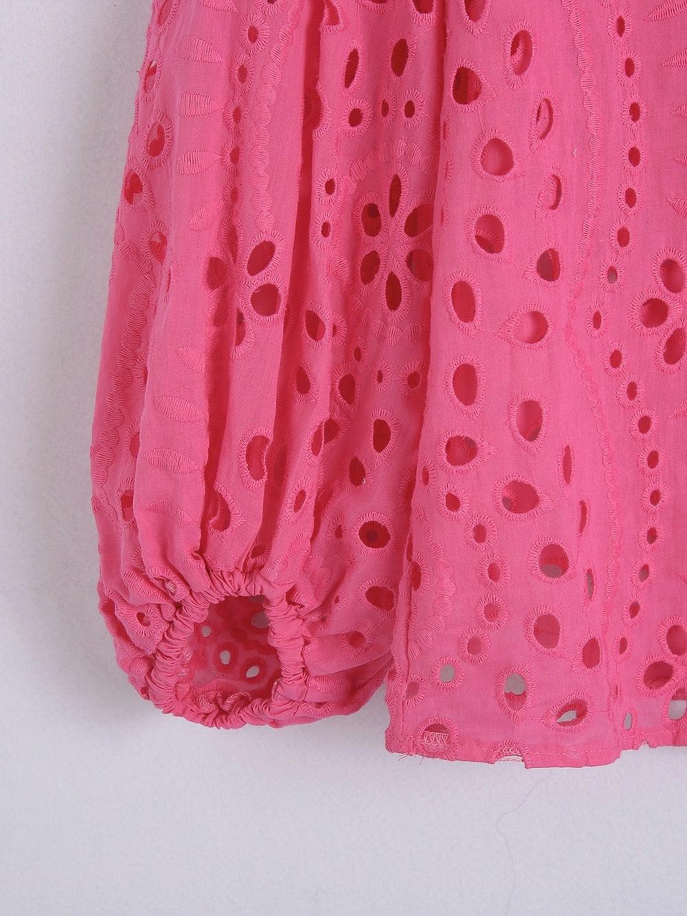 Marianna Premium Eyelet Blouse - Pink