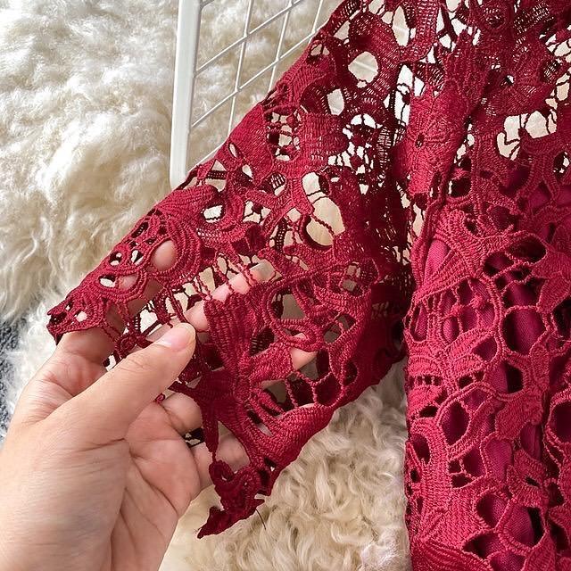 Kelly Luxury Lace Dress - Maroon