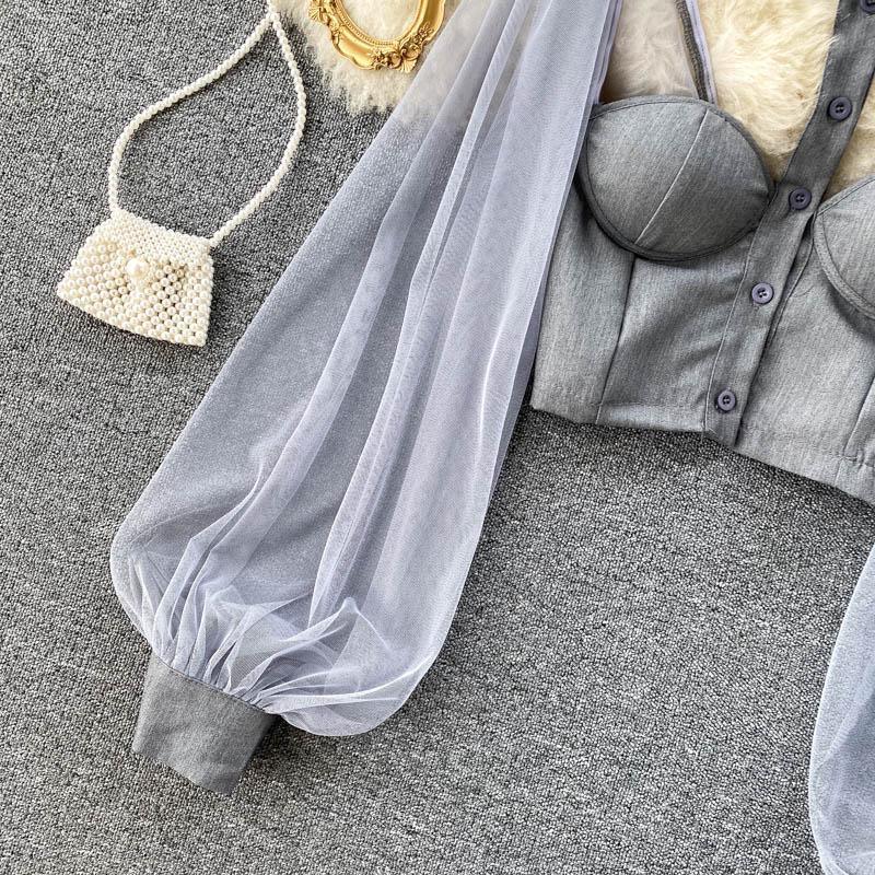 Liabella Puffed Sleeve Blouse - Grey