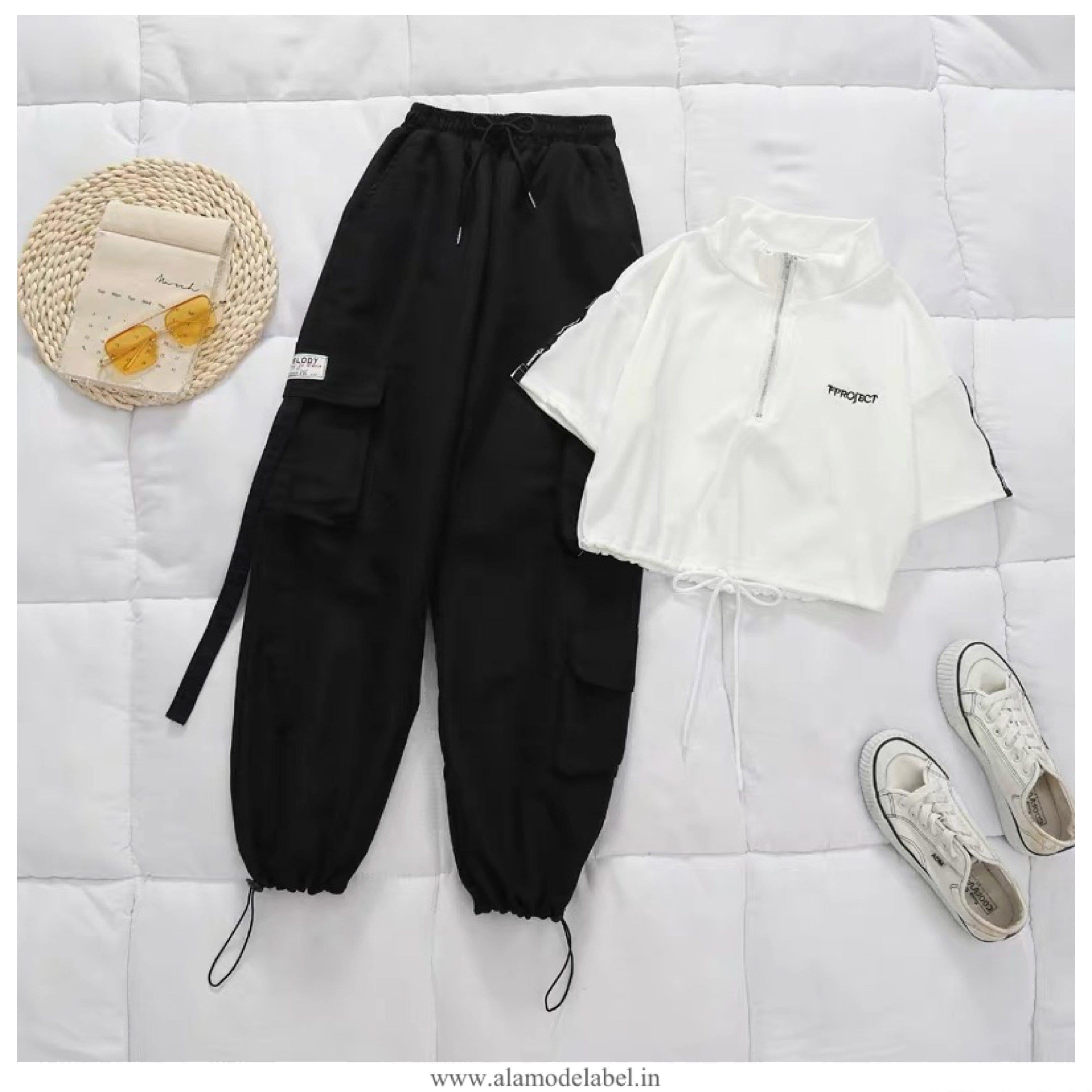 Betty Coord Sets - White top, Black Pants Set