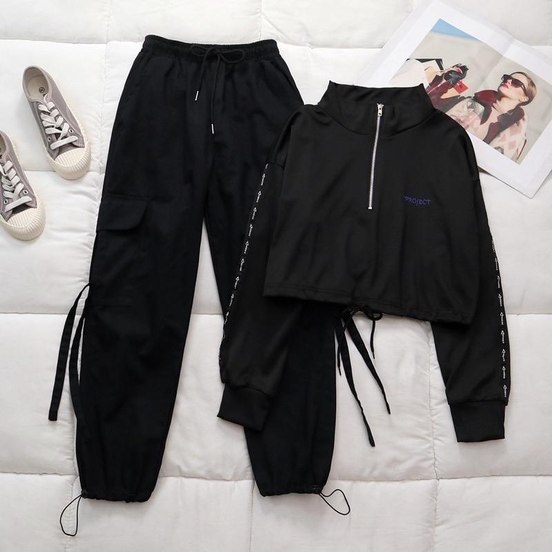 Betty Coord Sets- Full Sleeves - Black top, Black Pants Set