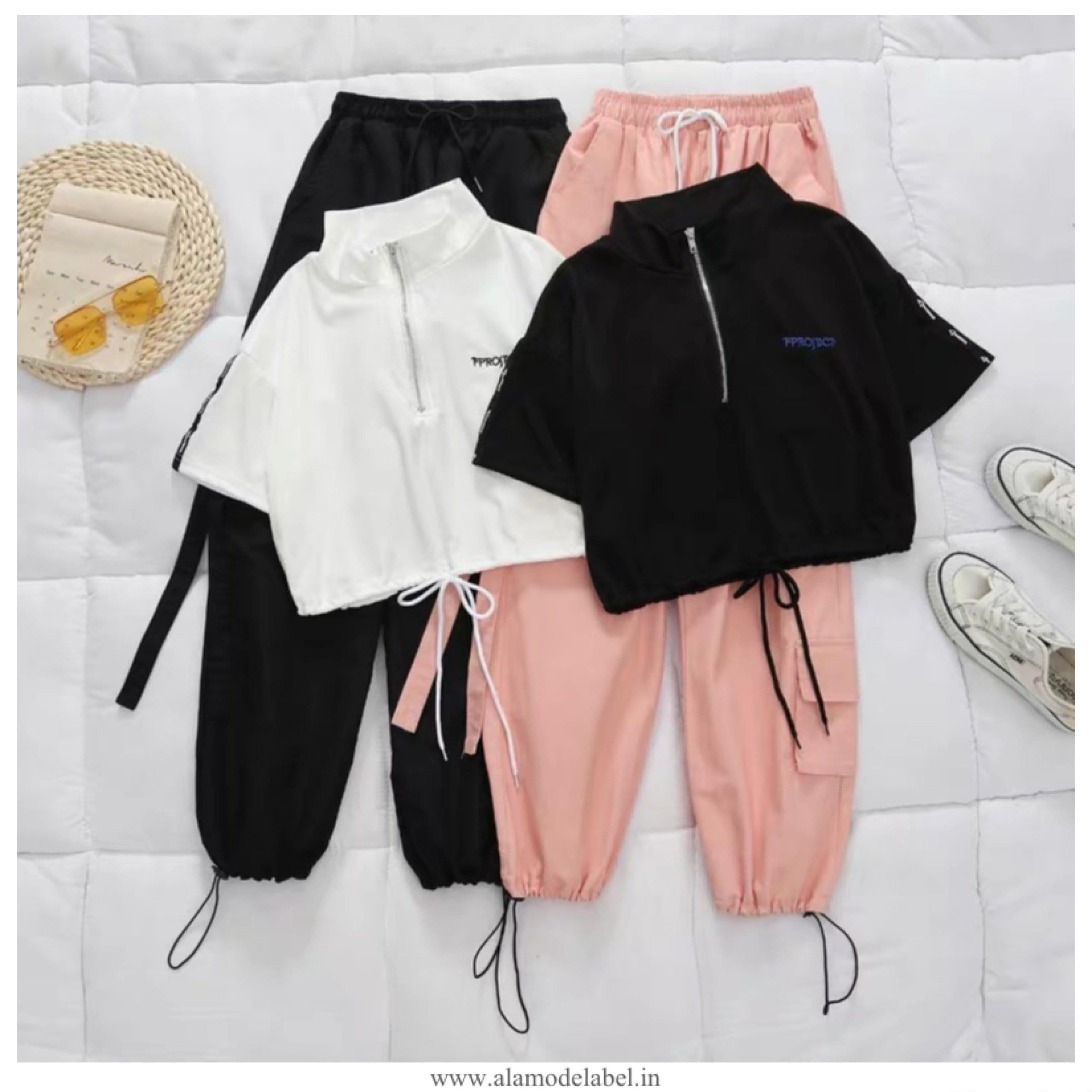 Betty Coord Sets - Black top, Peach Pants Set