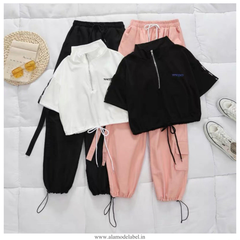 Betty Coord Sets - Black top, Peach Pants Set