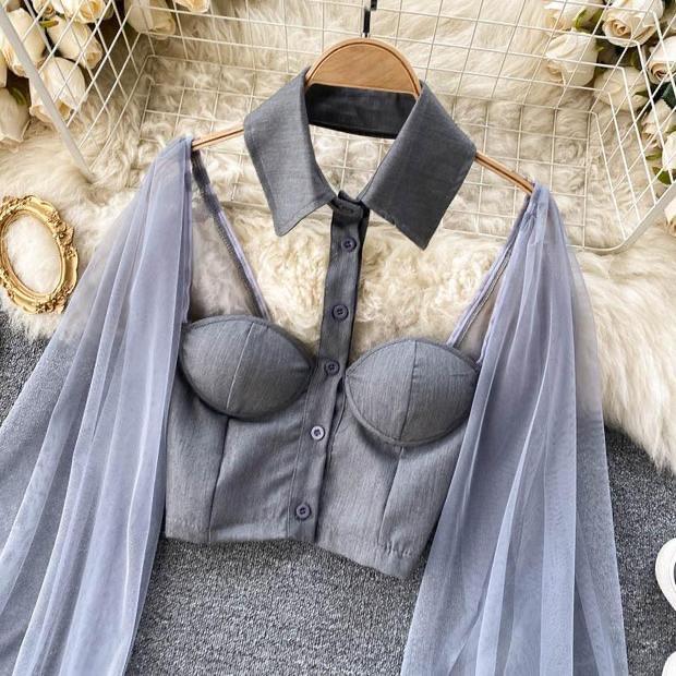 Liabella Puffed Sleeve Blouse - Grey