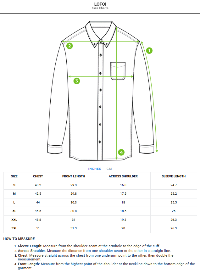 Size chart - product:lofoi