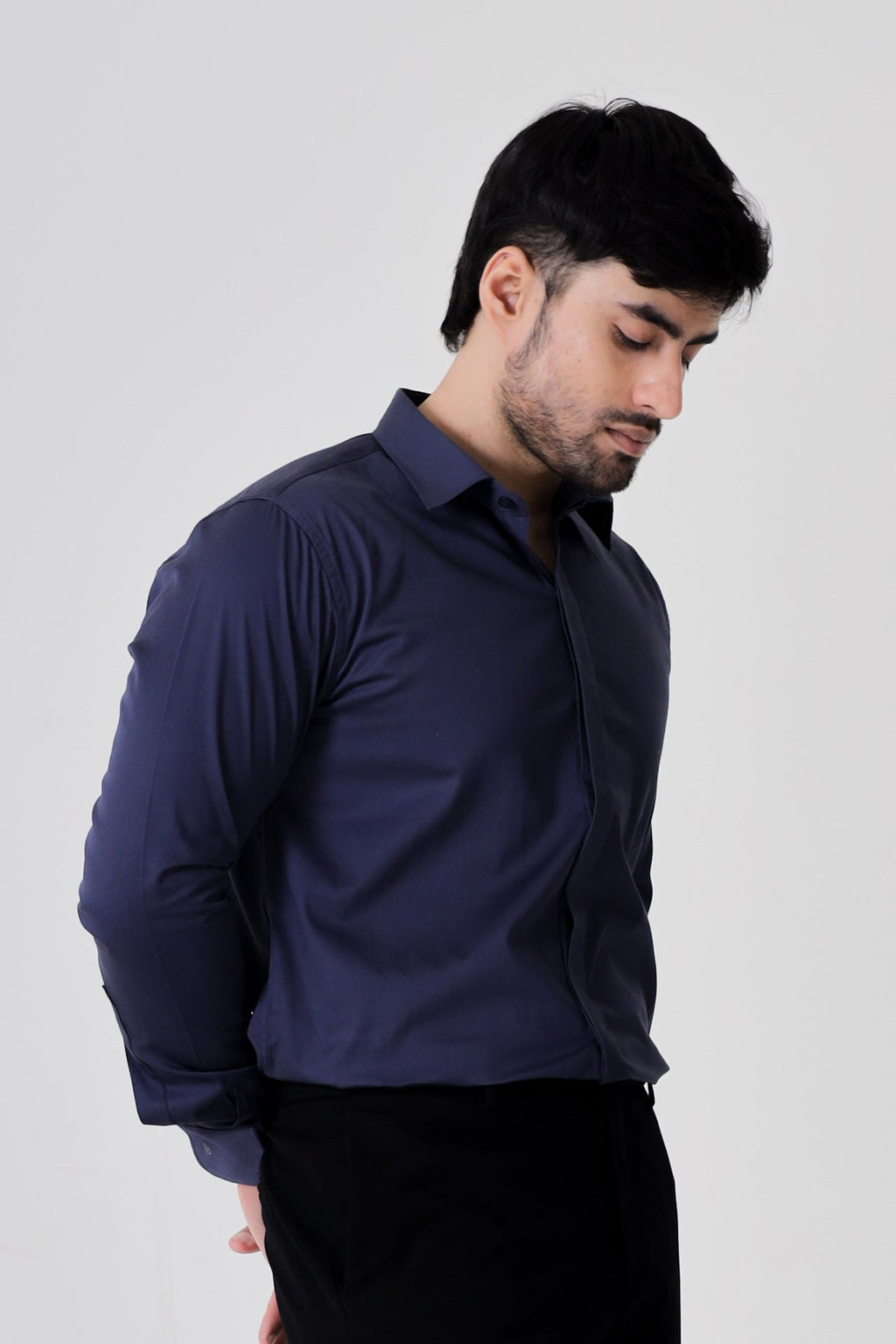 Navy 2 way stretchable Elite shirt - Regular fit