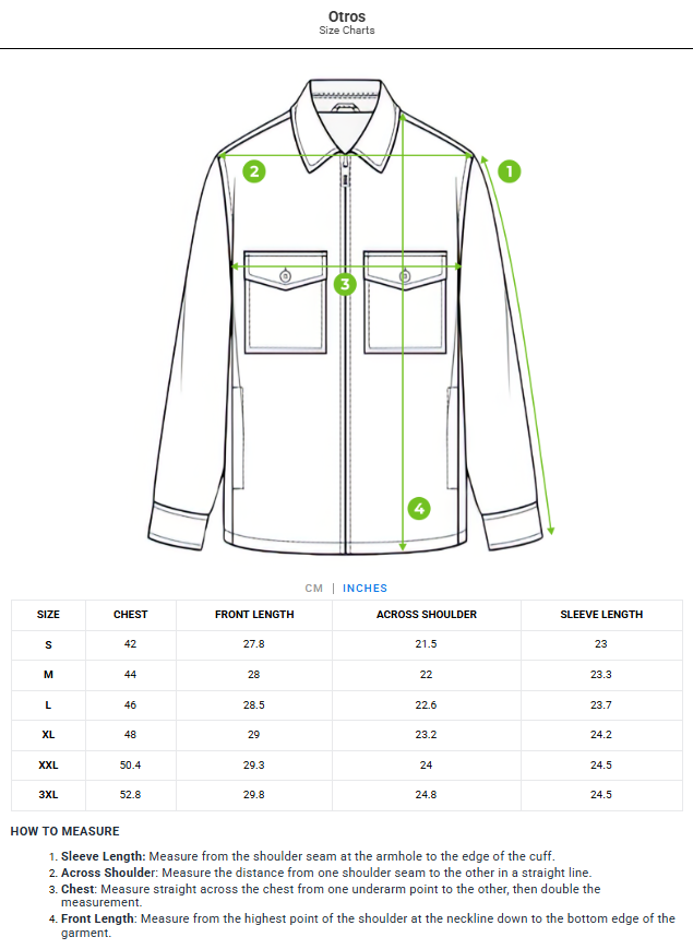 Size chart - product:otros