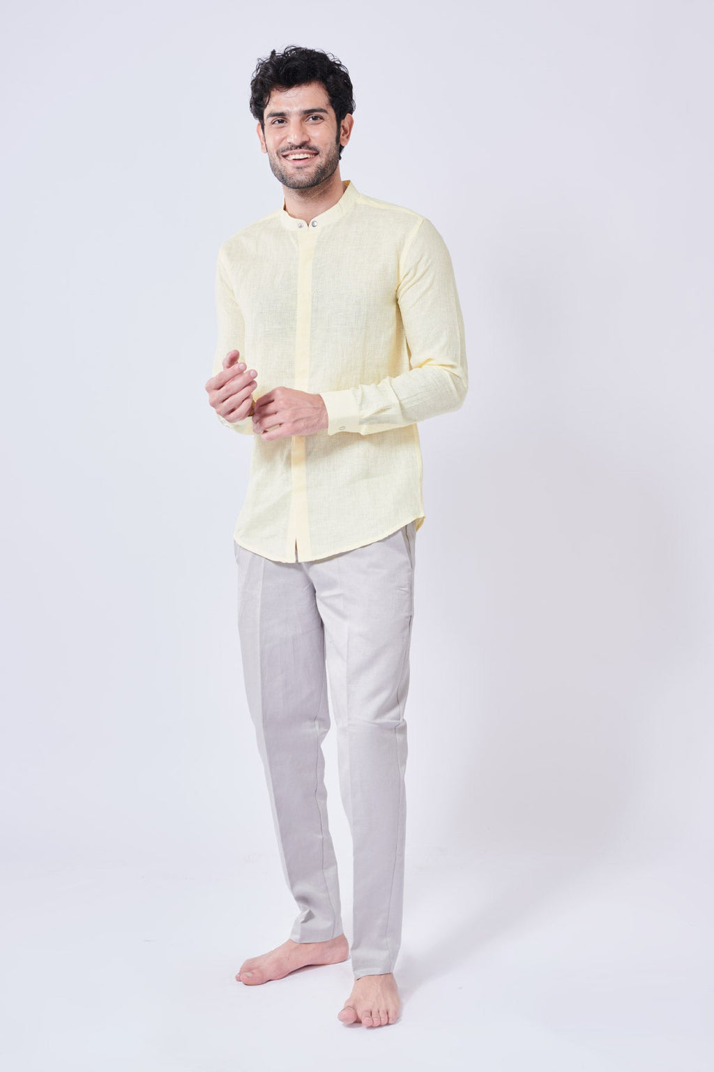 Pastel Yellow 100% Pure Linen Shirt - Regular fit