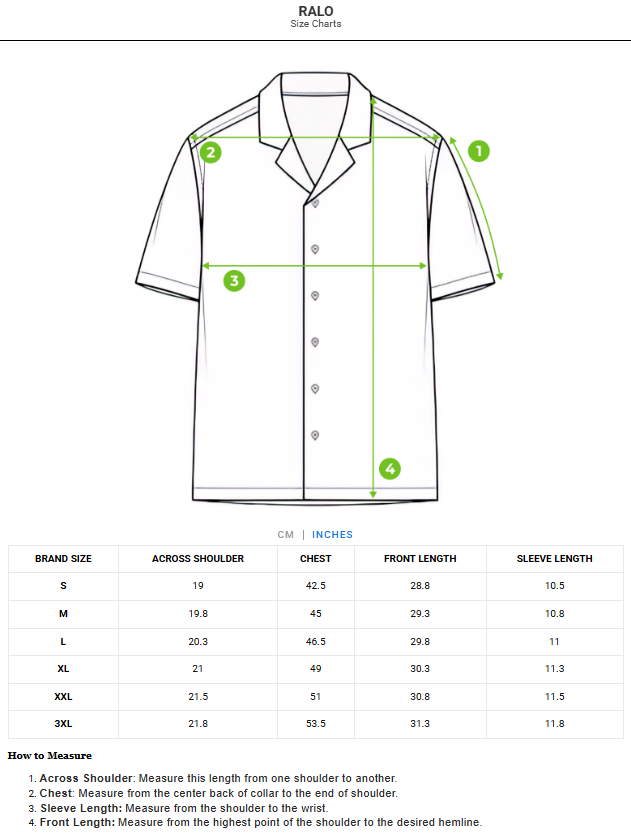 Size chart - product:ralo-1