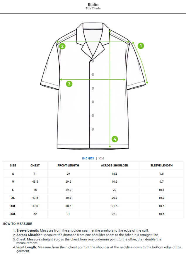 Size chart - product:rialto