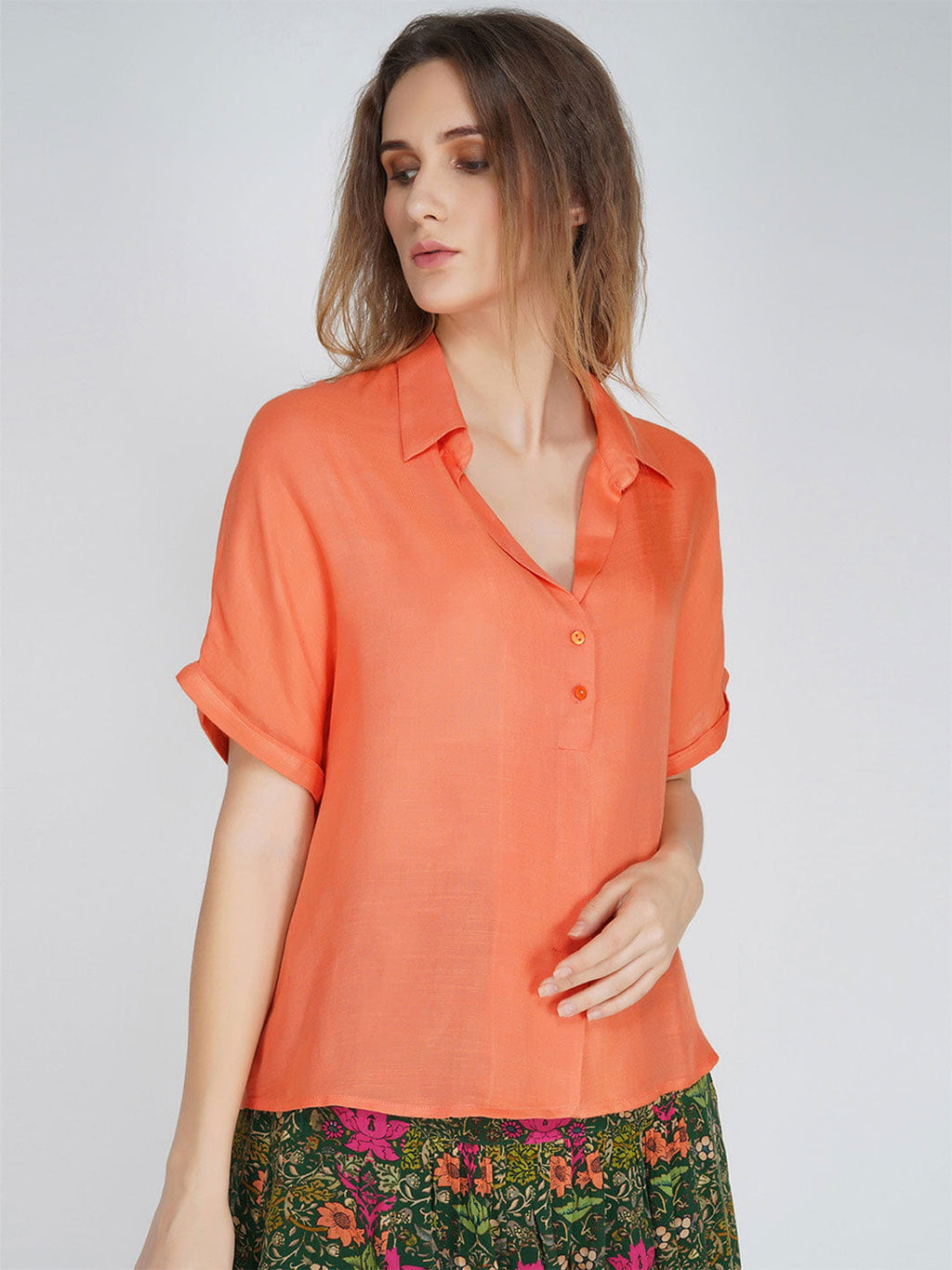 Coral Shirt Top