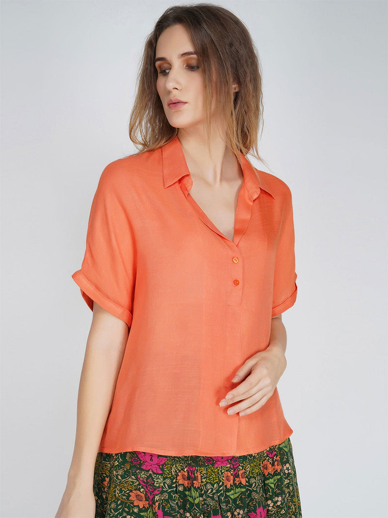 Coral Shirt Top