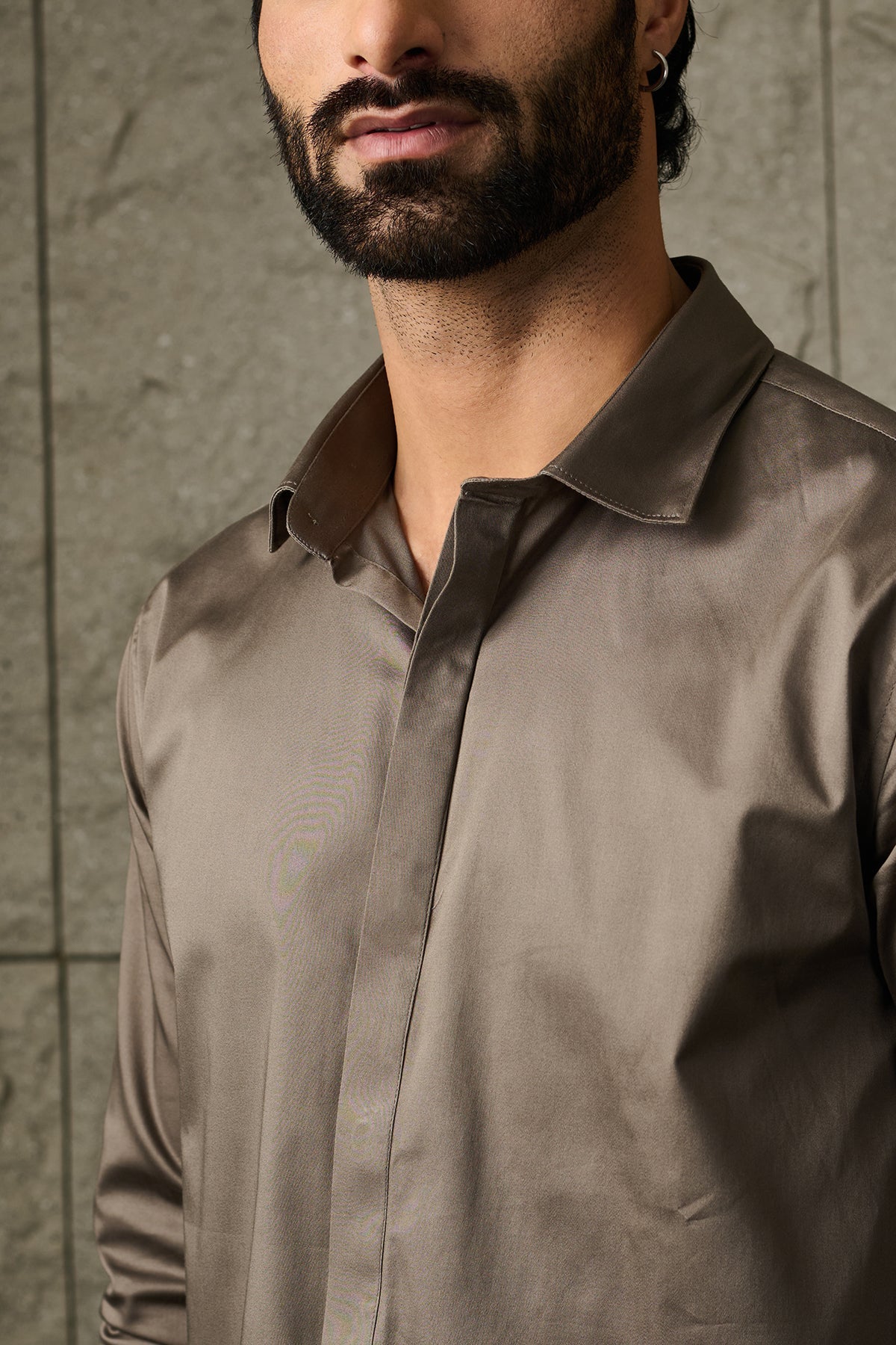 Stormy Grey 2 way stretchable Elite Shirt - Regular fit