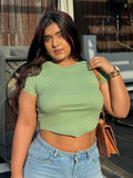 Green Solid Cut Out Top