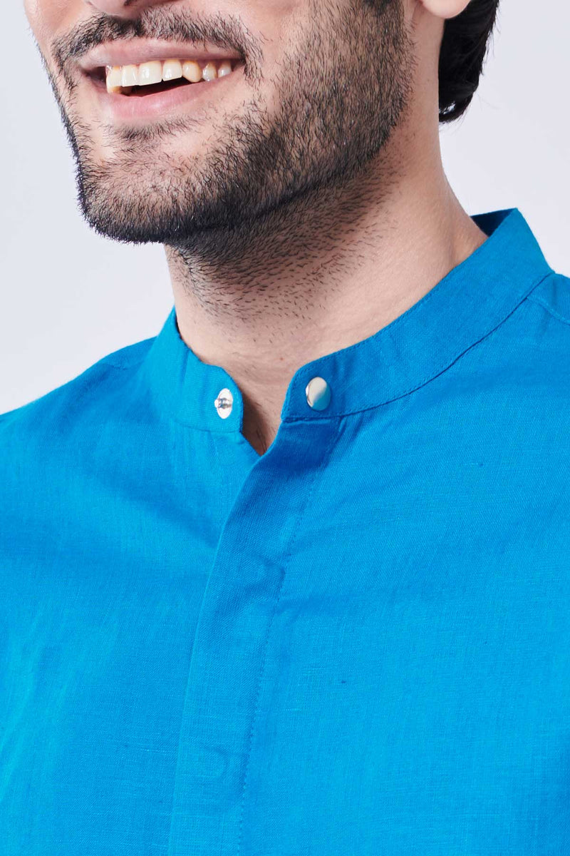 Turkish Blue 100% Pure Linen Shirt - Regular fit