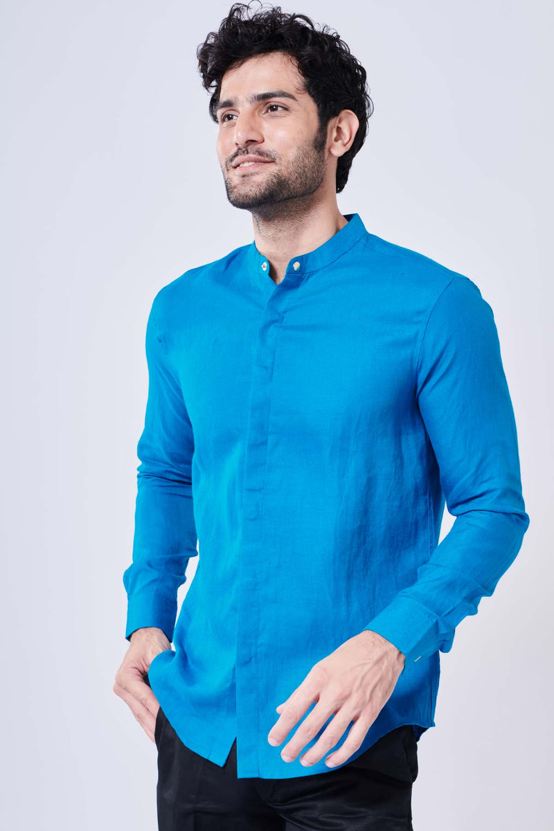 Turkish Blue 100% Pure Linen Shirt - Regular fit