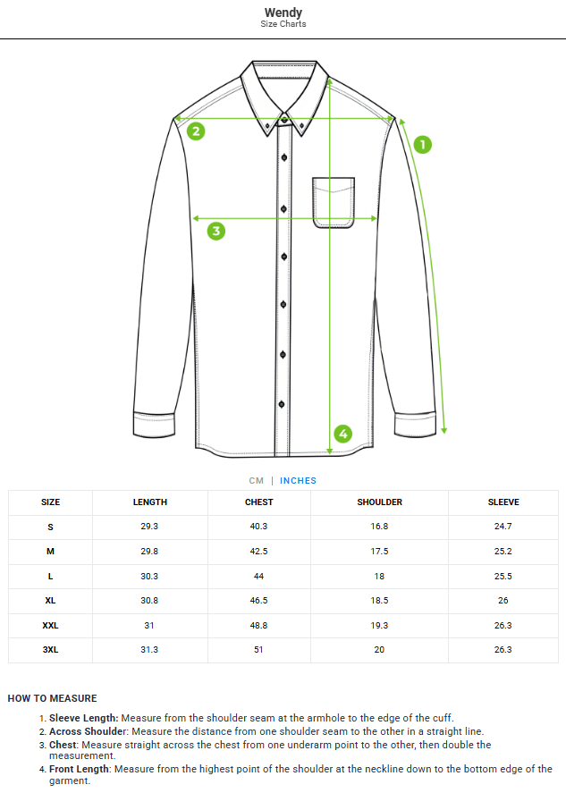 Size chart - product:wendy