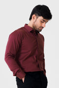 Wine 2 way stretchable Elite Shirt - Regular fit