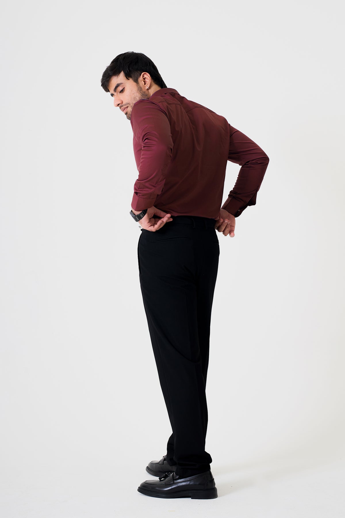 Wine 2 way stretchable Elite Shirt - Regular fit